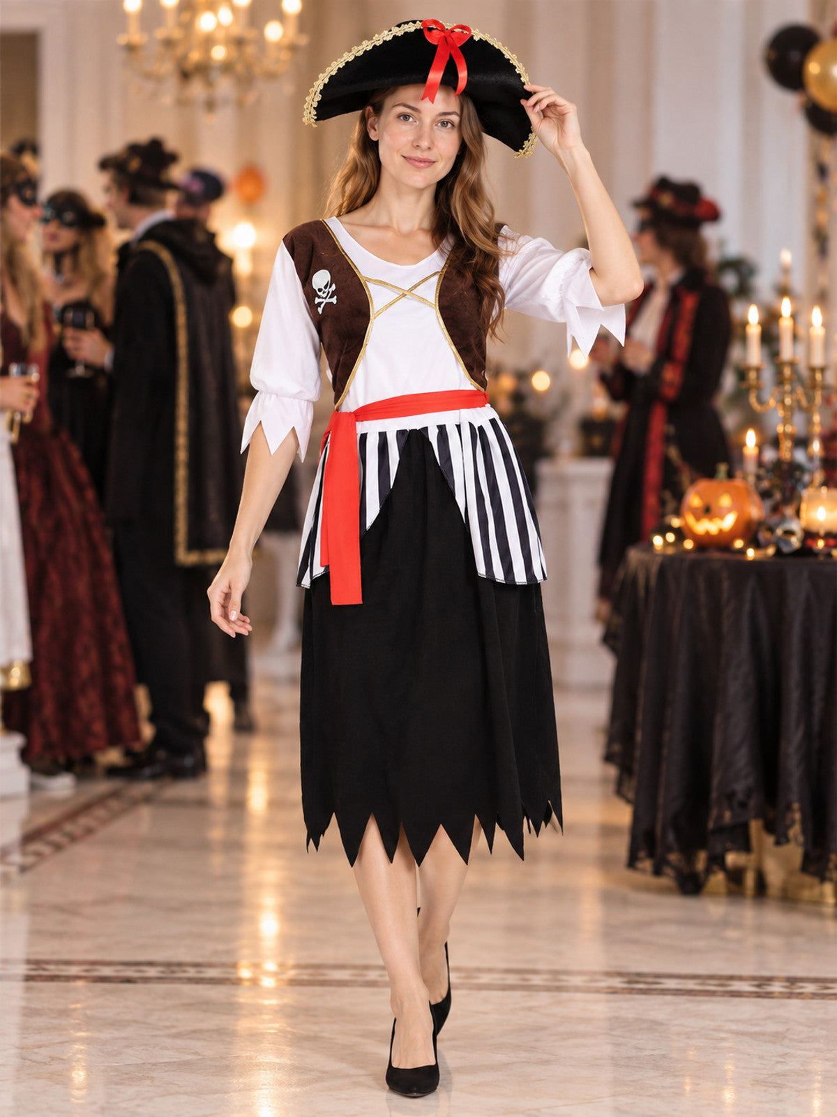 Adult Pirate Costume for Carnival with Hat and Belt