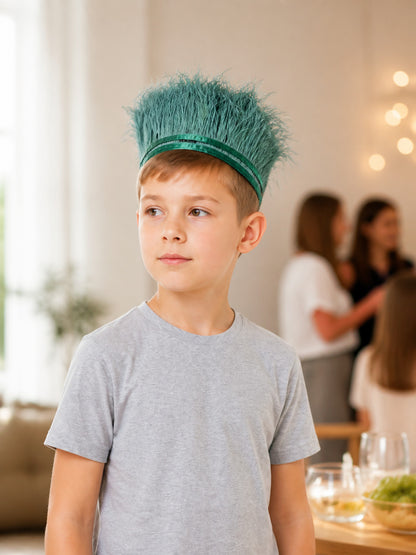 Green Carnival Headband with Long Feathers lifestyle view