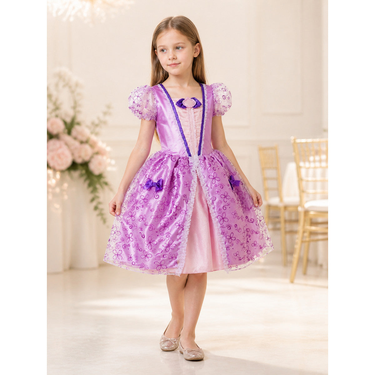 Halloween Princess Costume Dress with Flowers