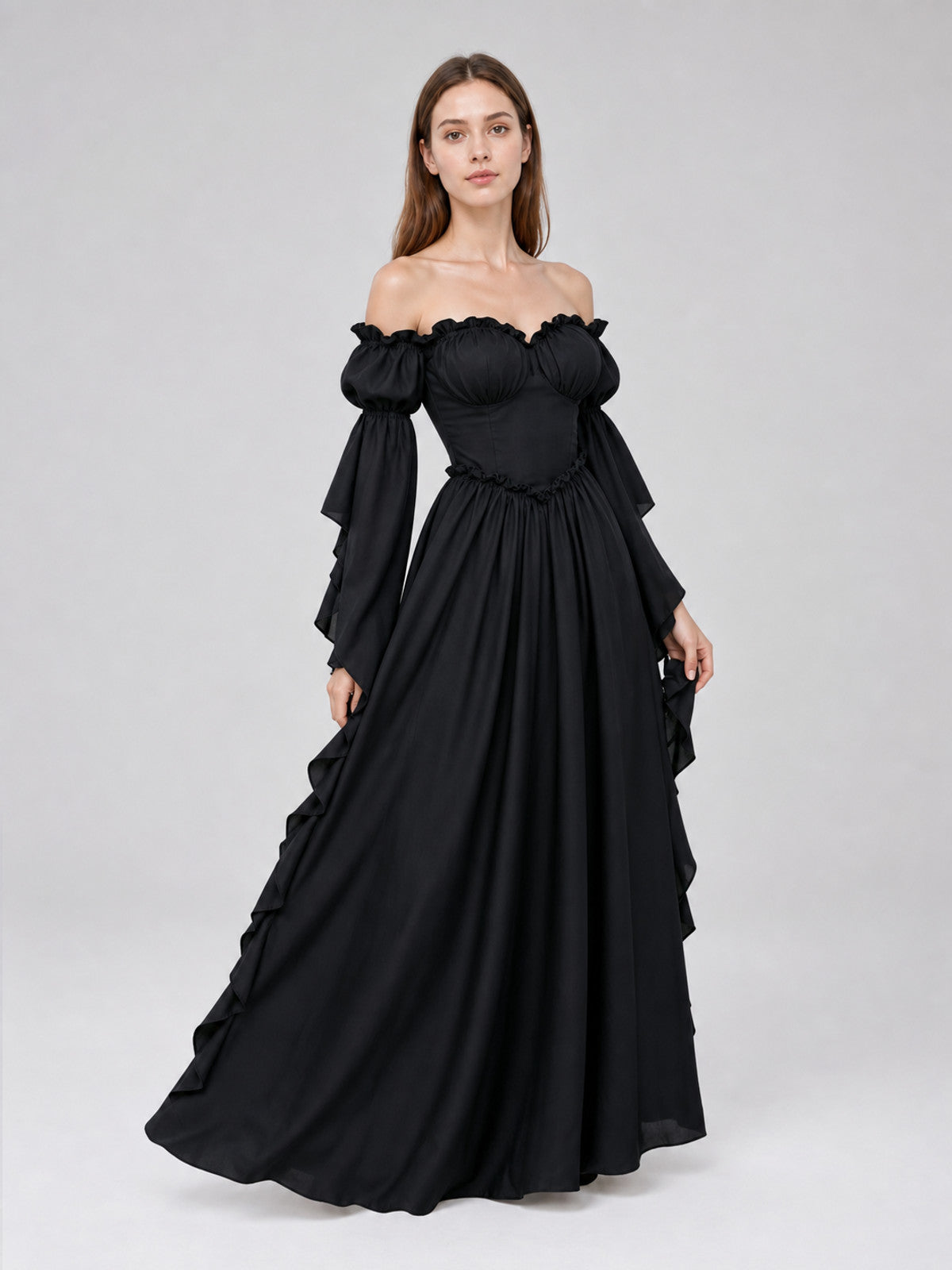 Black Long Gothic Vintage-Style Dress