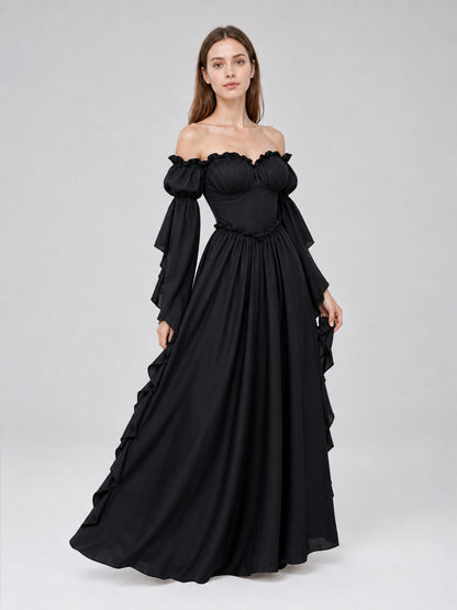 Black Long Gothic Vintage-Style Dress