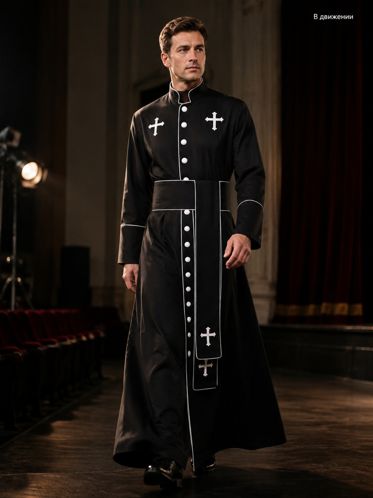 Nun Costume with Crosses for Stage Performances and Cosplay lifestyle view