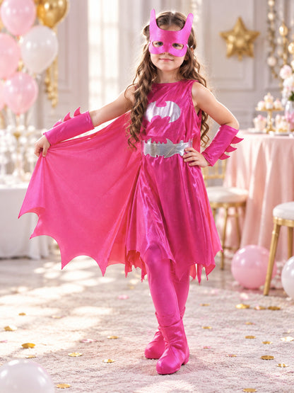 Children’s superhero costume with mask and cape lifestyle view