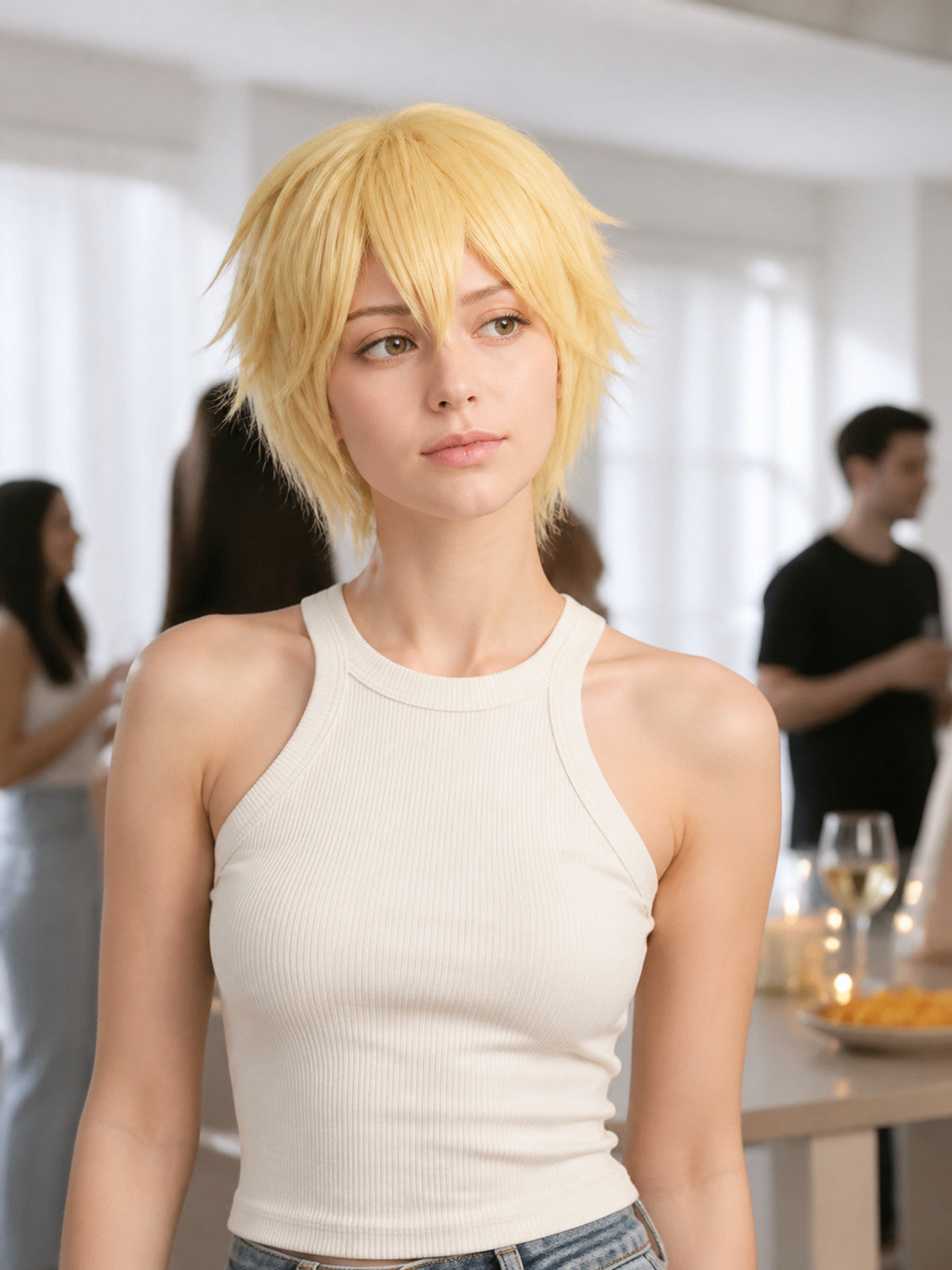 Short Layered Carnival Wig for Cosplay lifestyle view