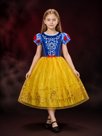 Girls Princess Costume Dress, Blue and Yellow, Halloween Party main product view