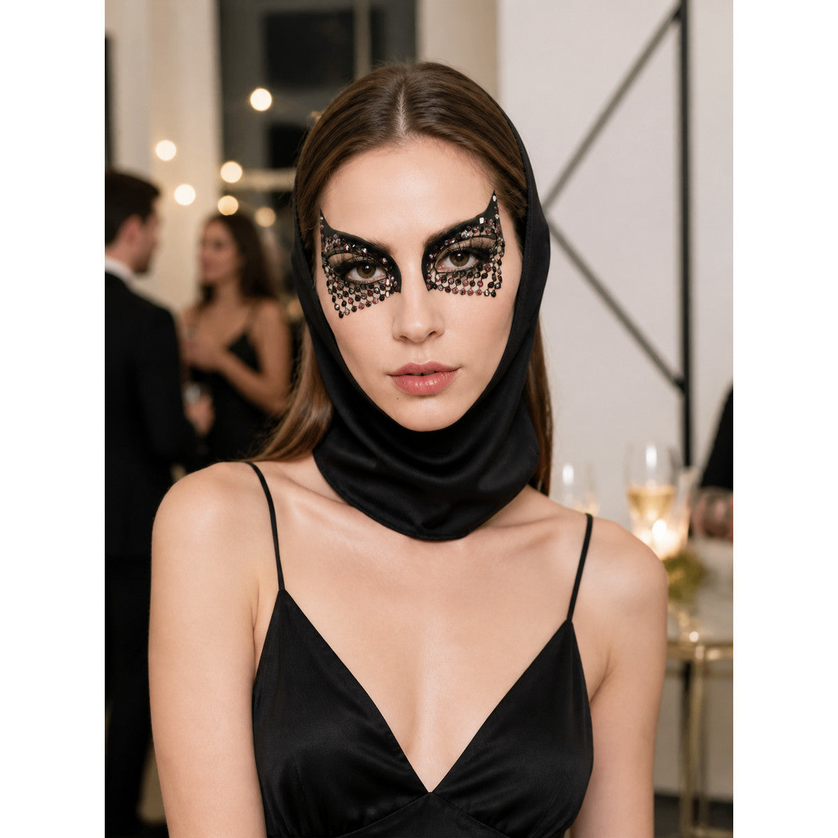 Carnival Mask with a Printed Face for Halloween and Cosplay