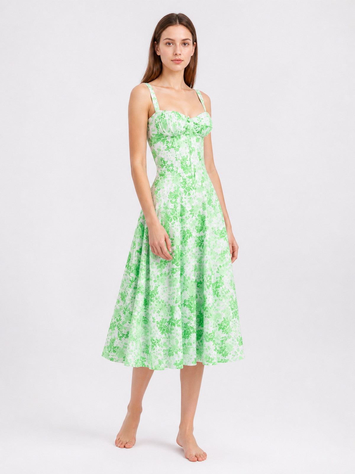 Floral Print Spaghetti-Strap Dress Costume Dresses detail