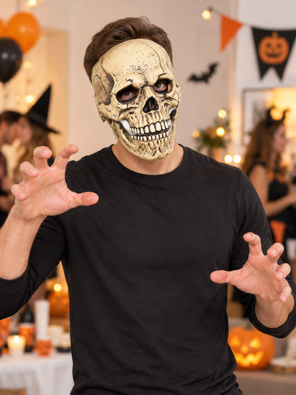Yellow 3D Skull Mask with Eye Cutouts