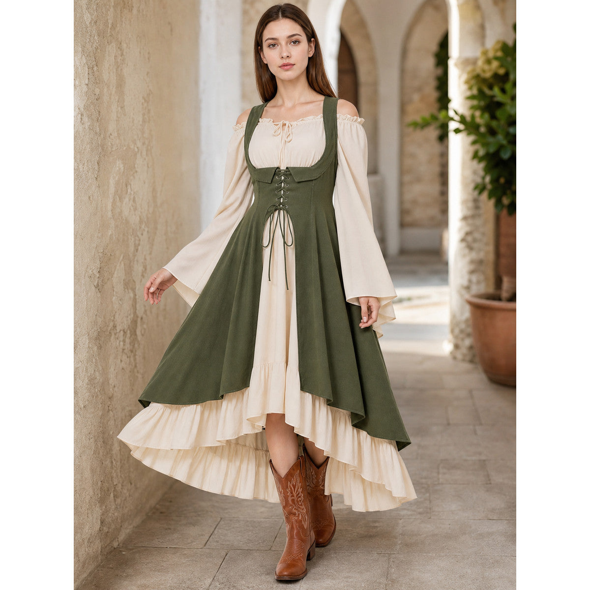 Medieval-Style Lace-Up Sundress
