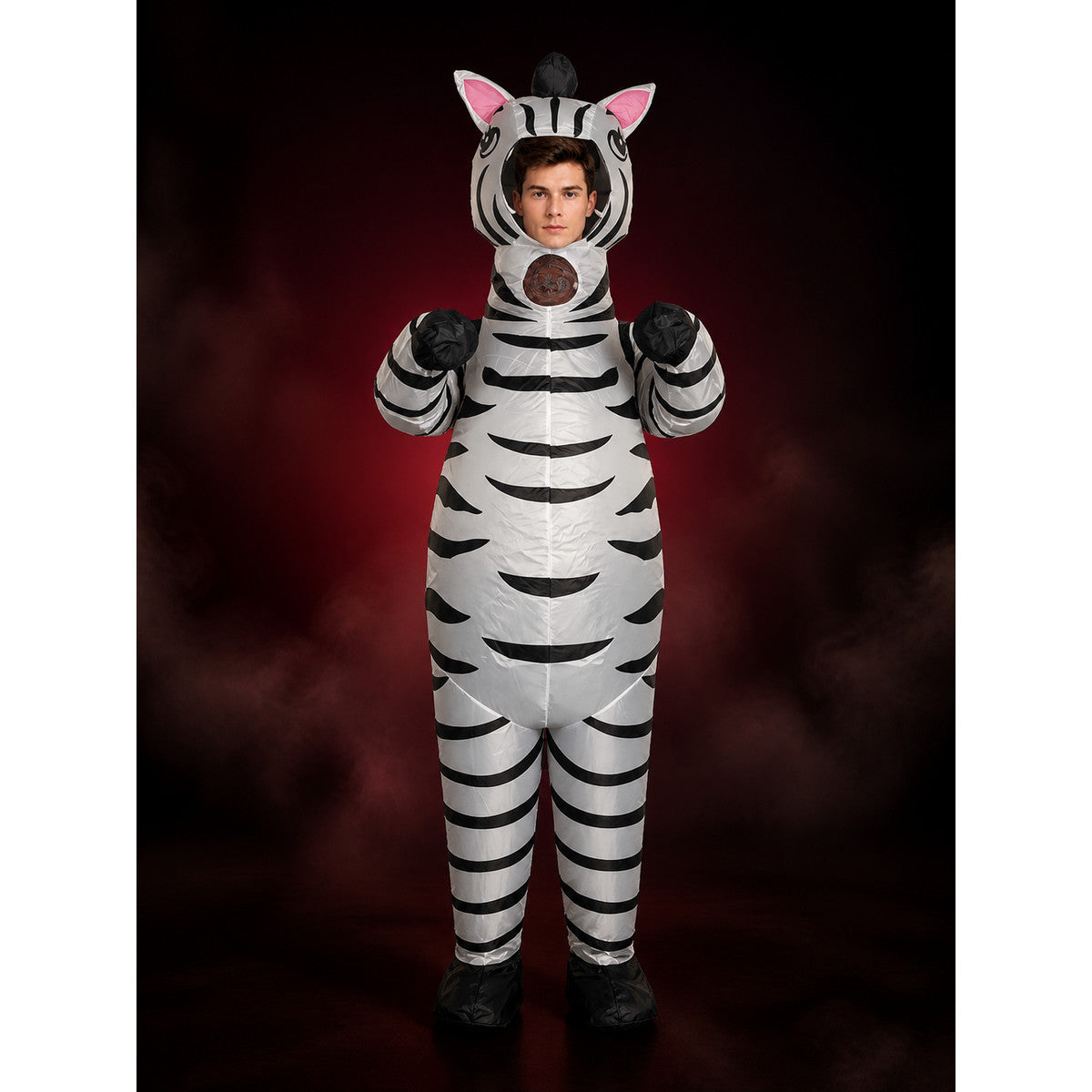 Adult Zebra Full Body Jumpsuit Costume With Head And Feet main product view