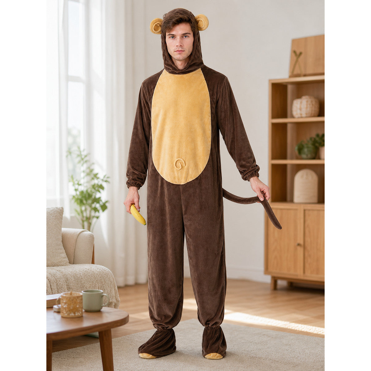 Adult Monkey Kigurumi Costume with Hood lifestyle view