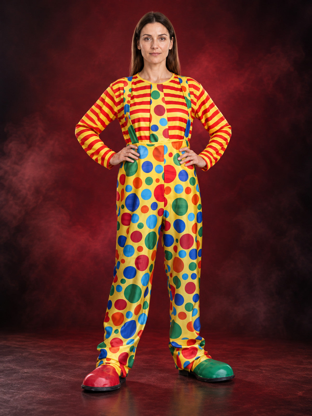 Adult Clown Costume with Suspenders