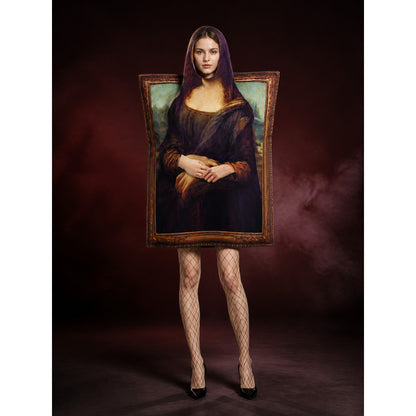 Funny Mona Lisa Costume Jumpsuit with Classic Painting Frame for Halloween main product view