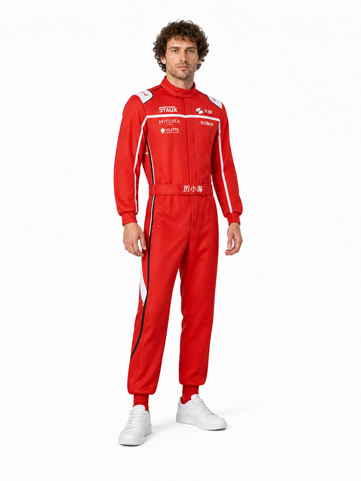 Red Racing Jumpsuit with White Stripes product detail