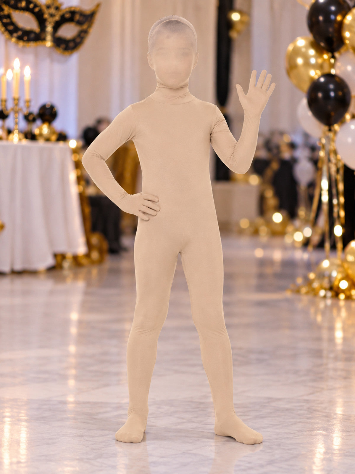 Nude Polyester Bodysuit Costume with Hood Mask