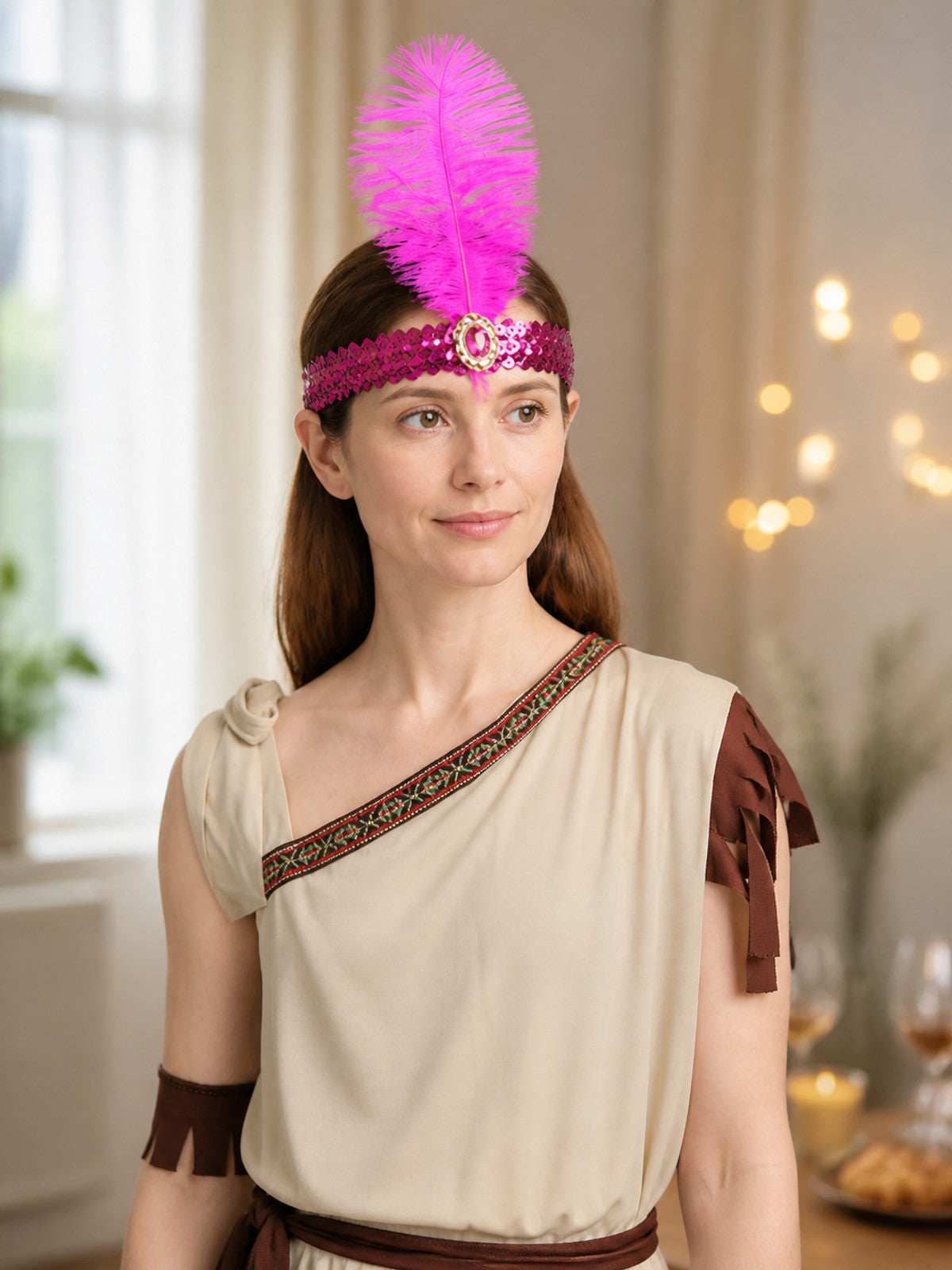 Carnival Headband with Feather, Sequins, and Embellishment lifestyle view