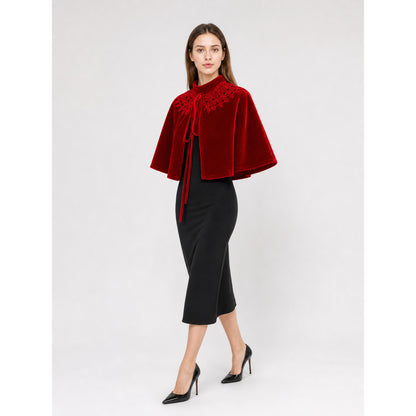 Red carnival cape with a high collar occasion guide
