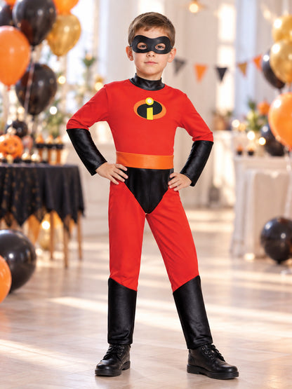 Kids' red superhero costume with mask
