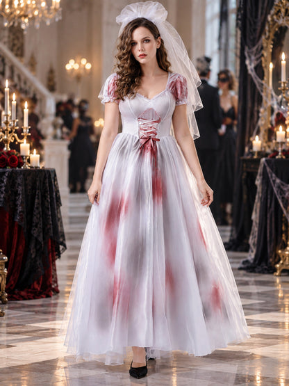 Ghost Bride Halloween Costume with Veil
