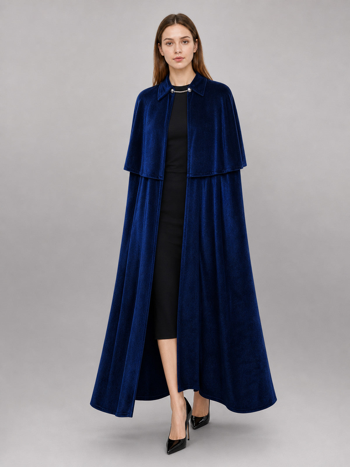 Long Blue Medieval Carnival Cloak