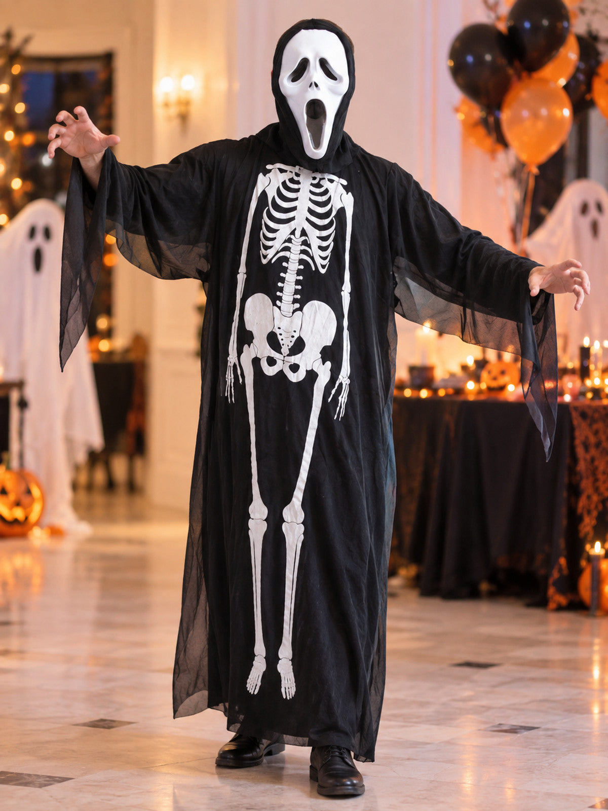 Skeleton Ghost Costume with Mask