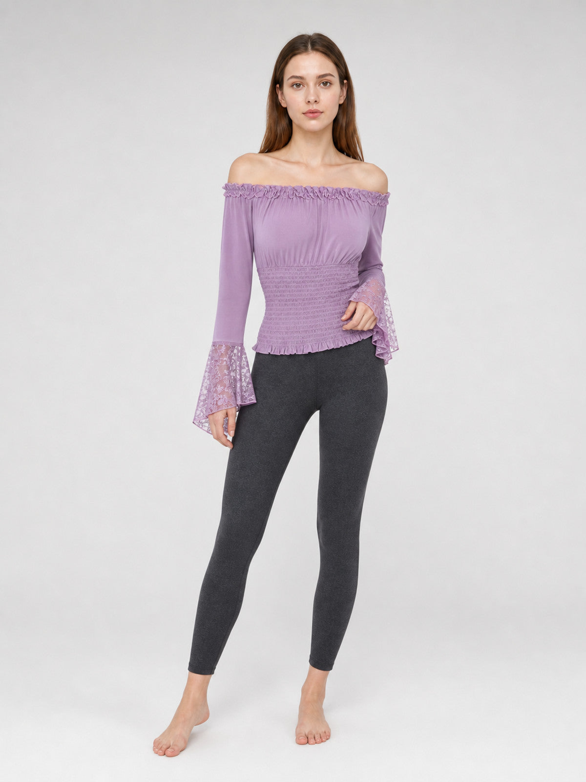 Off-the-Shoulder Top with Long Sleeves