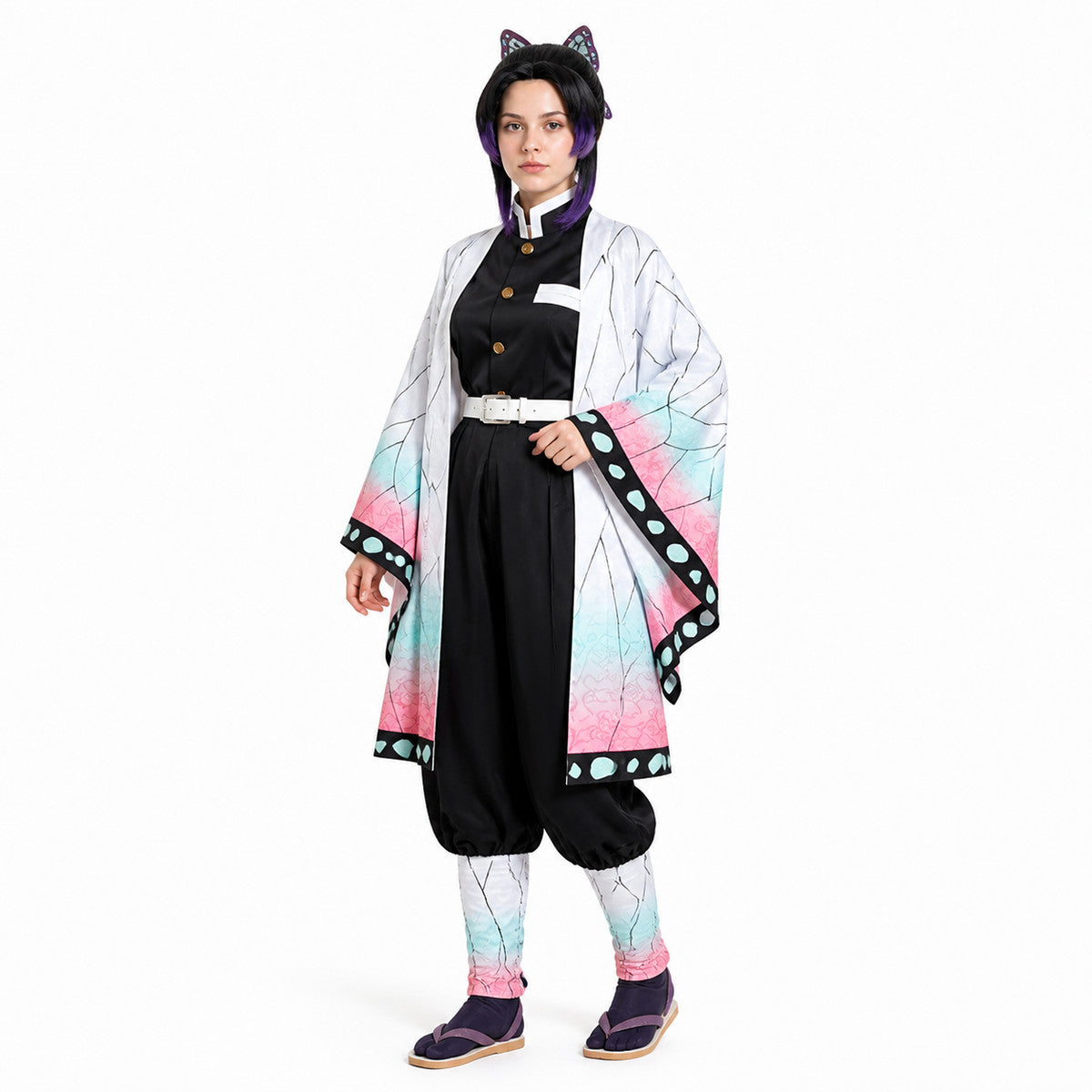 Kocho Shinobu Cosplay Costume with Cape and Wig Costume Capes detail