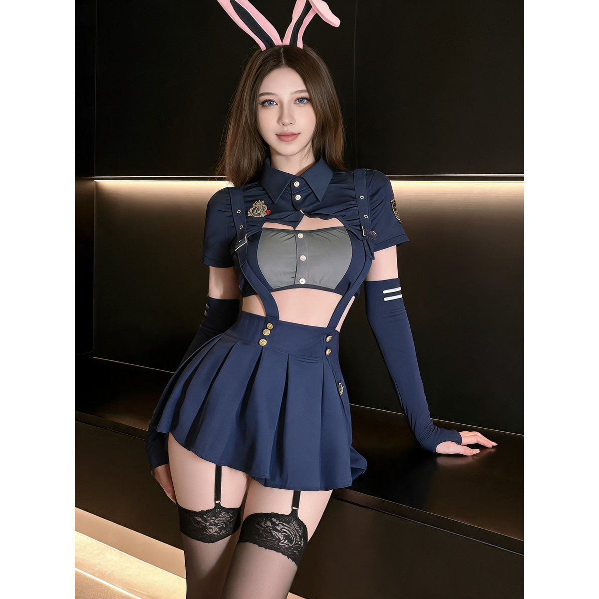 Costume with Ears and Black Stockings for Masquerade lifestyle view