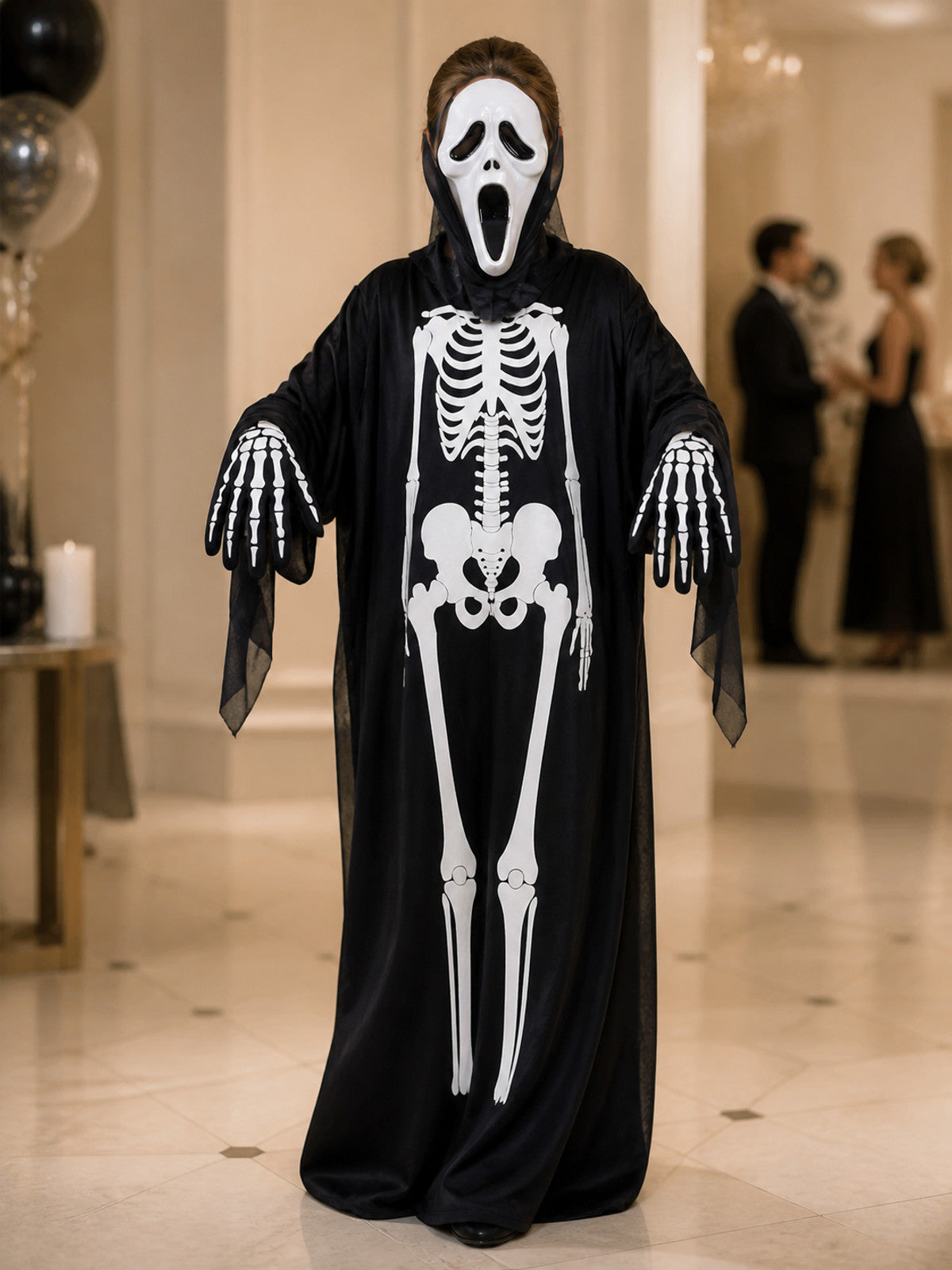 Skeleton Costume with Mask and Gloves lifestyle view