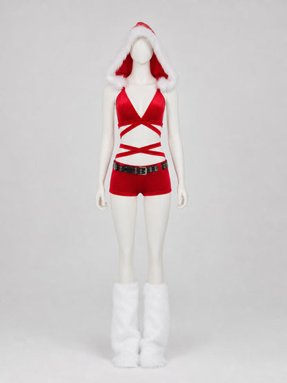 New Year's Costume with Top and Shorts, Red and White