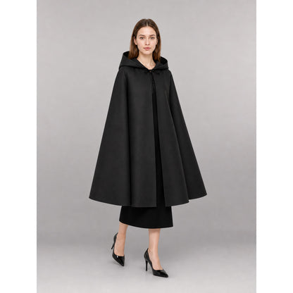 Black Hooded Carnival Cloak with Zipper