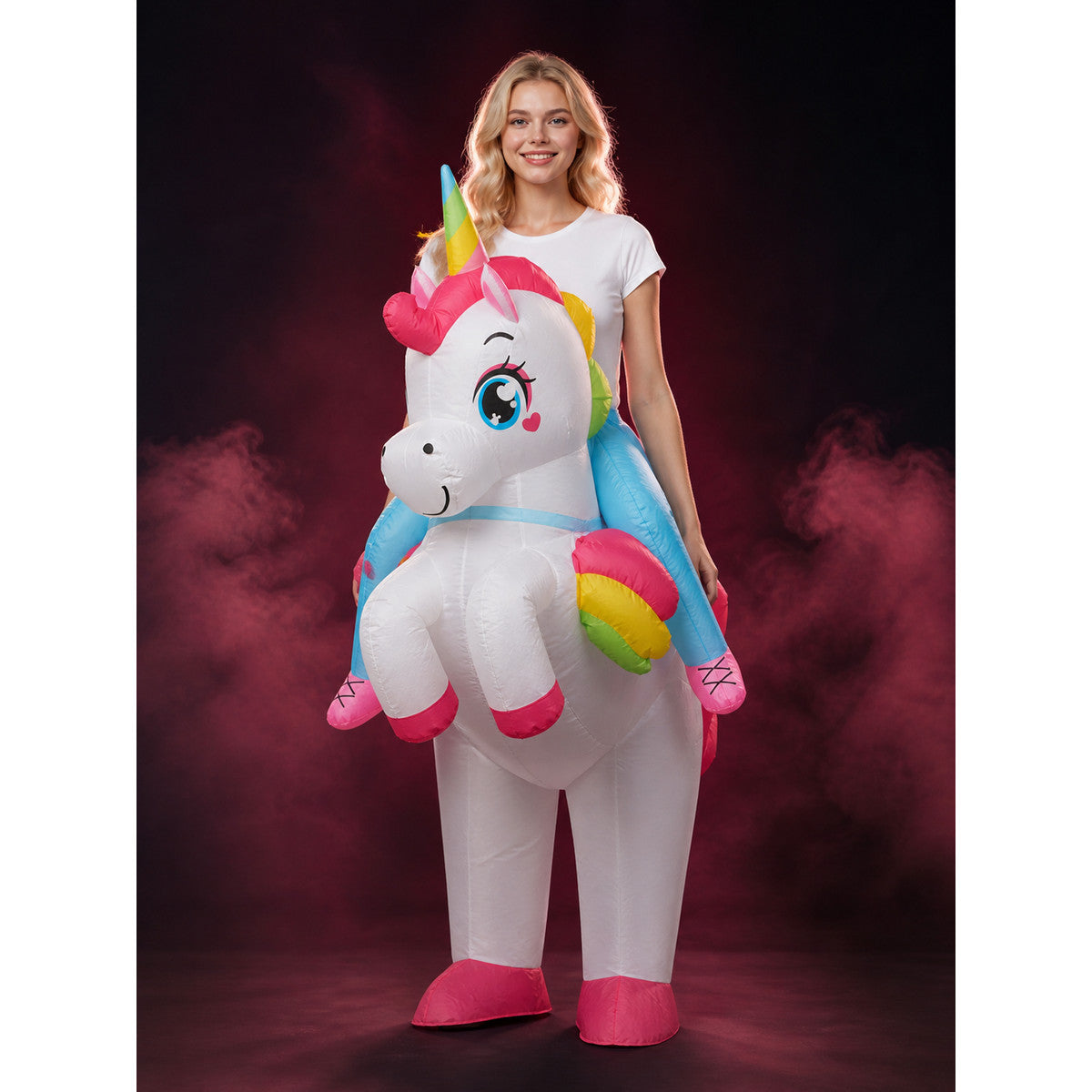 Unicorn Inflatable Costume, Rainbow Winged Bodysuit for Halloween Party main product view