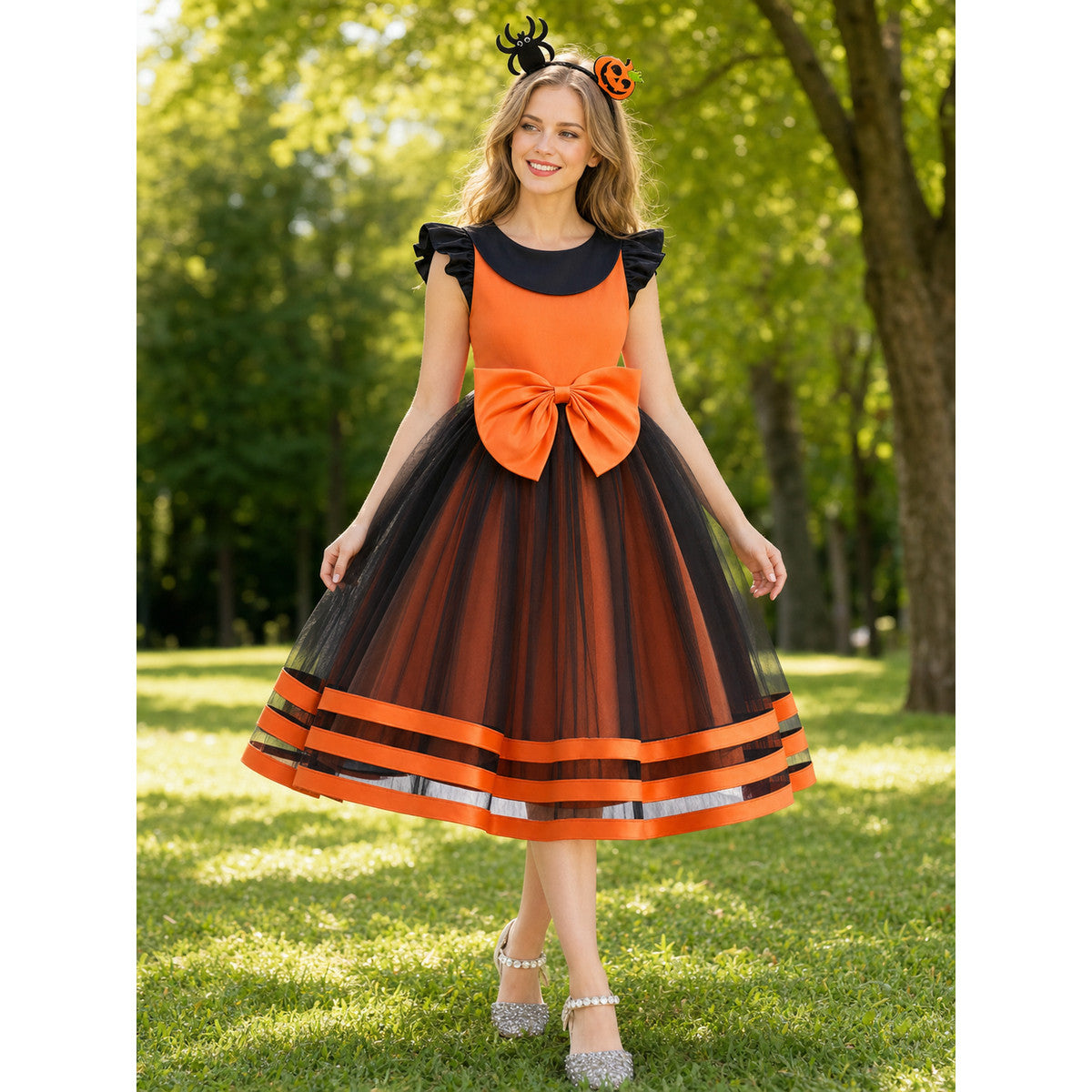 Girls' Halloween Pumpkin Dress lifestyle view