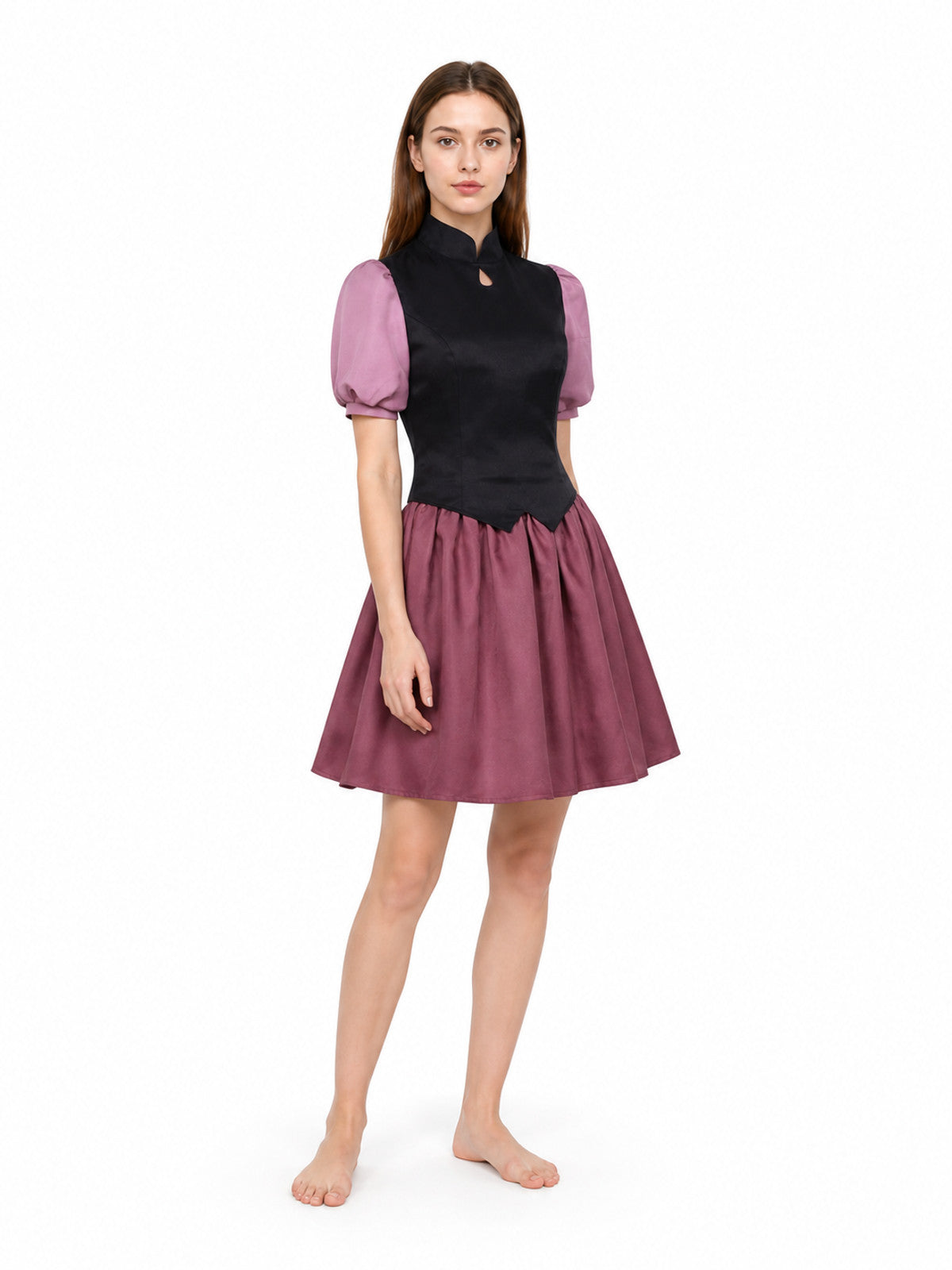 Amity Cosplay Costume with a Black Blouse and Burgundy Skirt