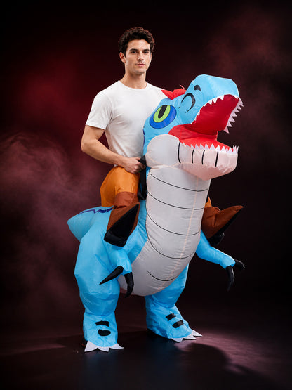Inflatable Dinosaur Jumpsuit Costume, Full-Body Halloween Performance Outfit main product view