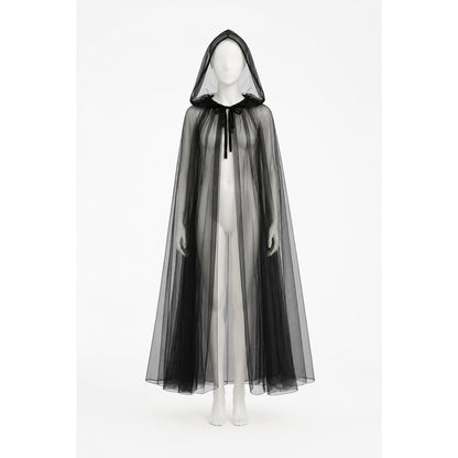Long Black Cloak with Pointed Hood for Halloween Costume Capes detail