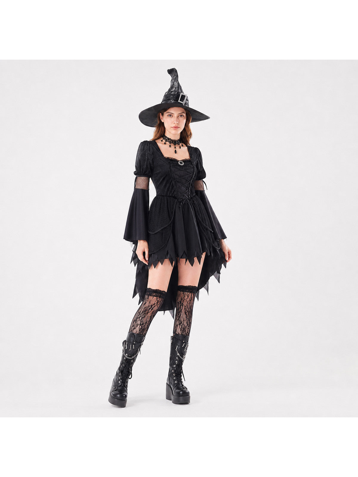 Witch Costume: Dress, Hat, Choker, and Stockings Costume Dresses detail