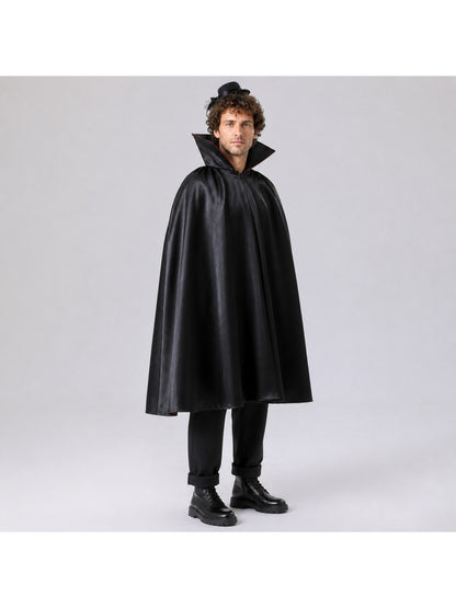 Black Costume Cape with Hood and Red Trim Costume Capes detail