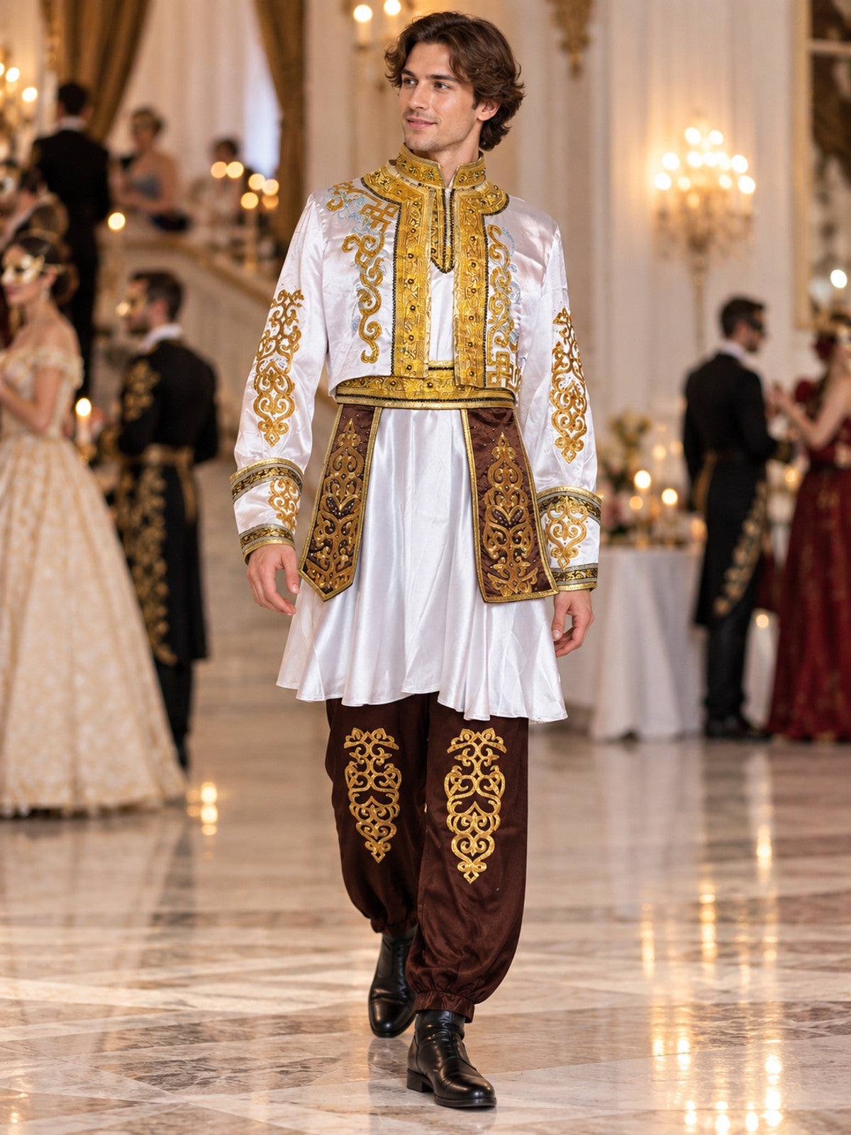 Stage costume for Russian folk dances, white tunic