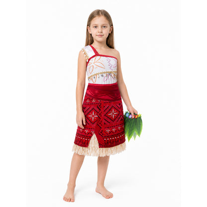 Moana Princess Dress, Red with Fringe Costume Dresses detail