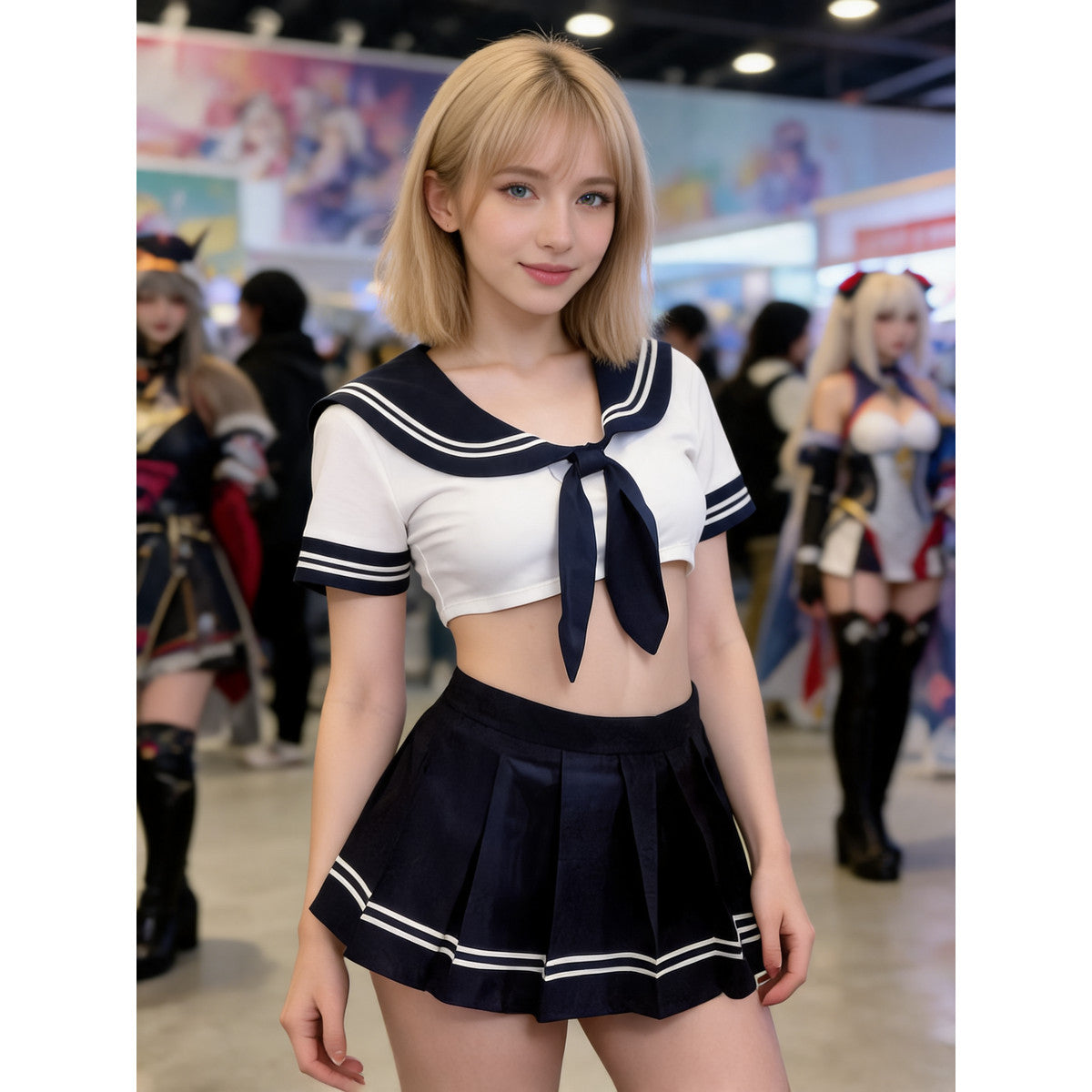 JK School Uniform, White with Blue Tie lifestyle view