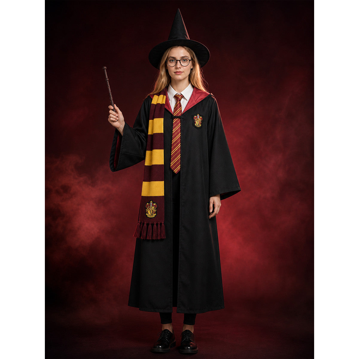 Men Women Kids Wizard Halloween Costume Set, Cape-Style Robe with Pointed Hat main product view