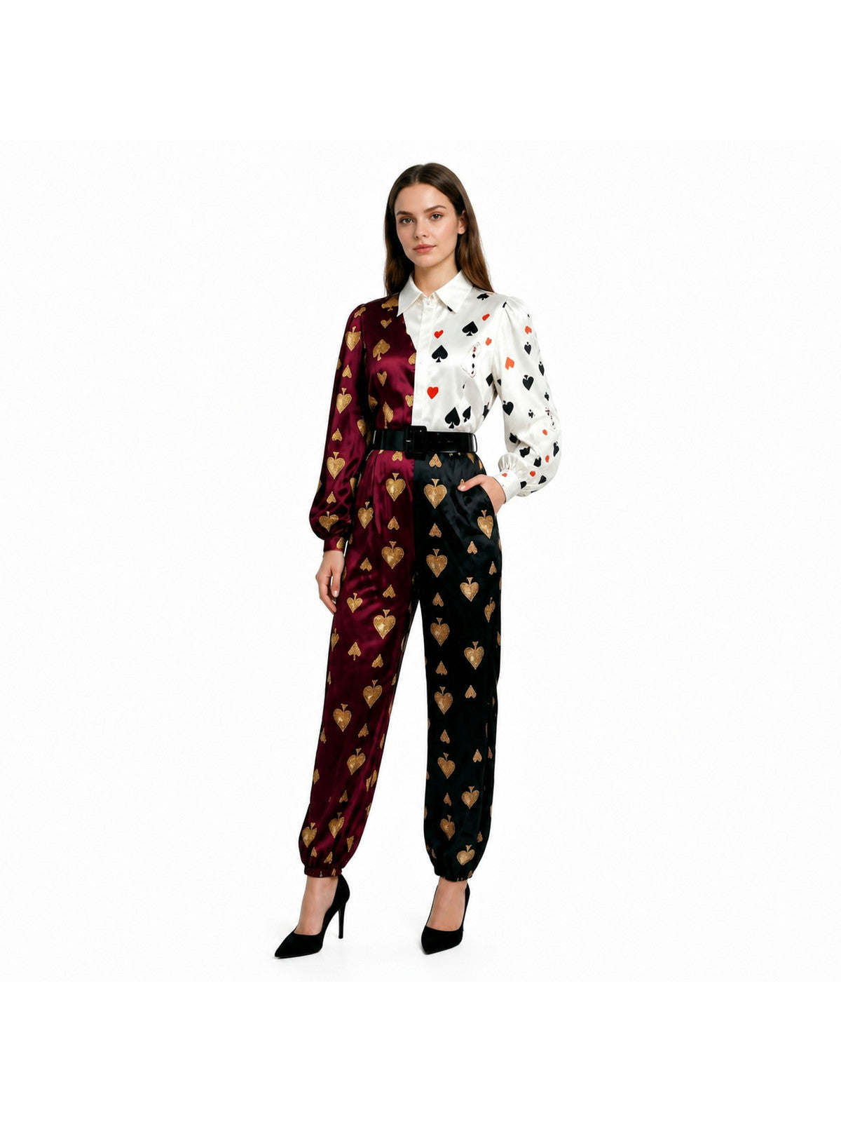 Card Suit Print Cosplay Jumpsuit Costumes detail