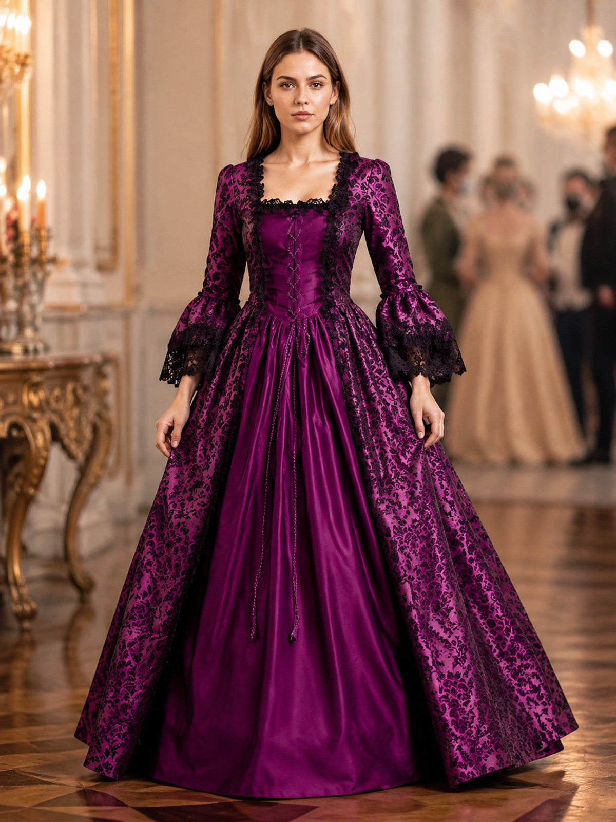 Long Dress with Lace and Decorative Lacing lifestyle view