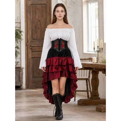 Gothic Costume with Corset and Tiered Skirt