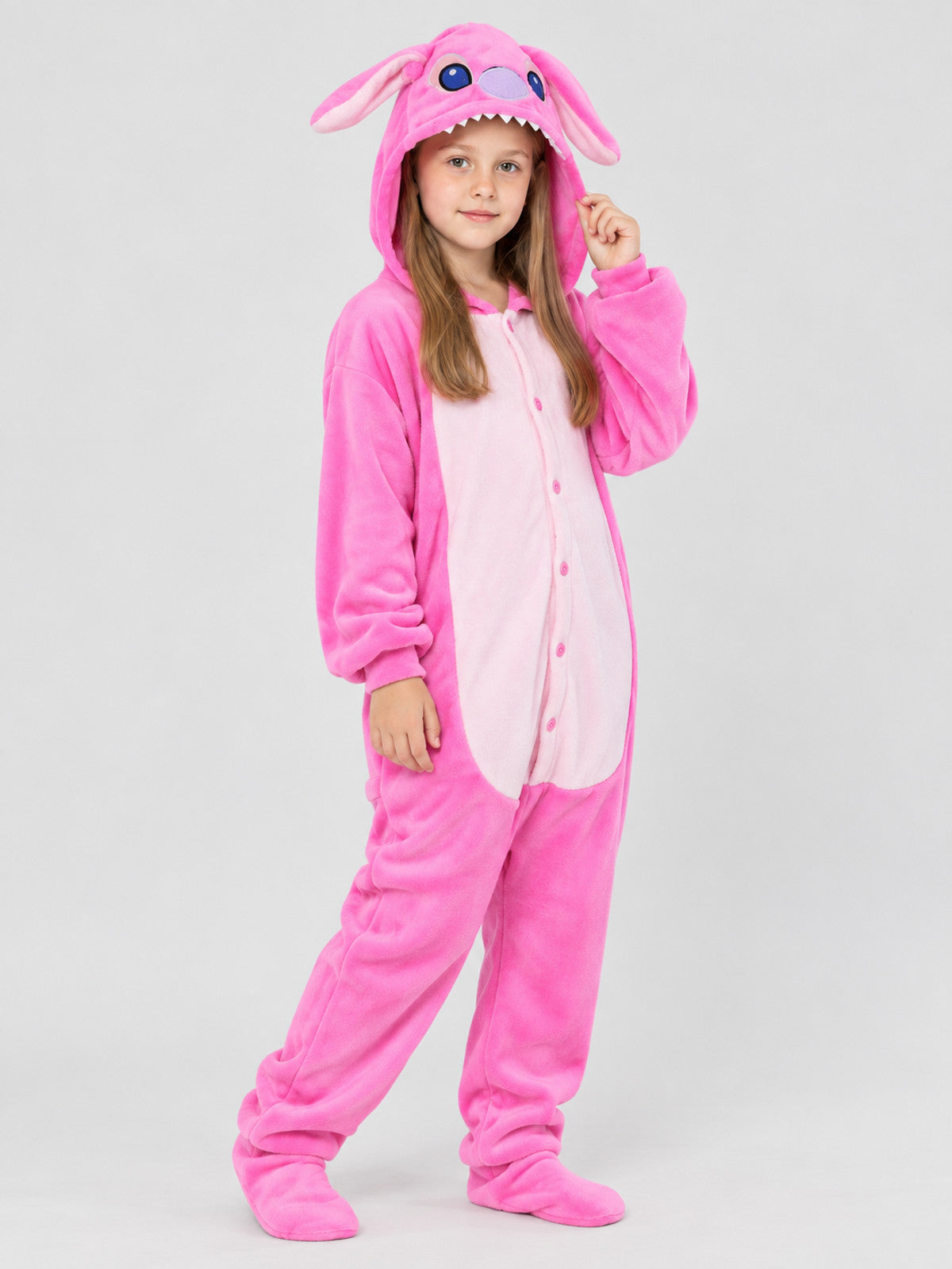 Pink Kigurumi Pajama with Voluminous Hood and Ears
