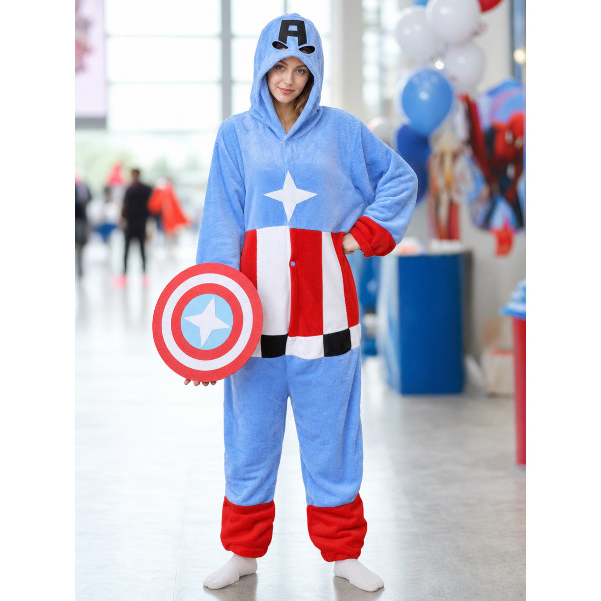 Hooded Superhero Costume Jumpsuit lifestyle view