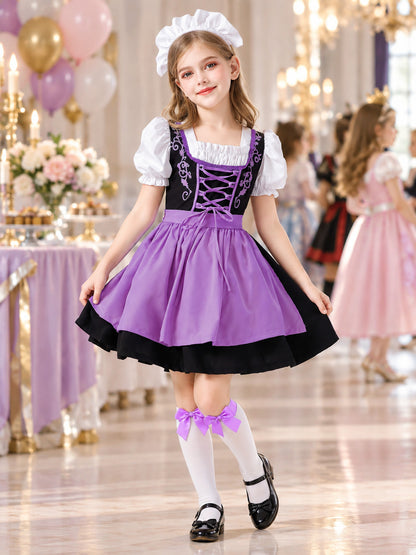 Kids' Bavarian-Style Costume (Dirndl), Purple
