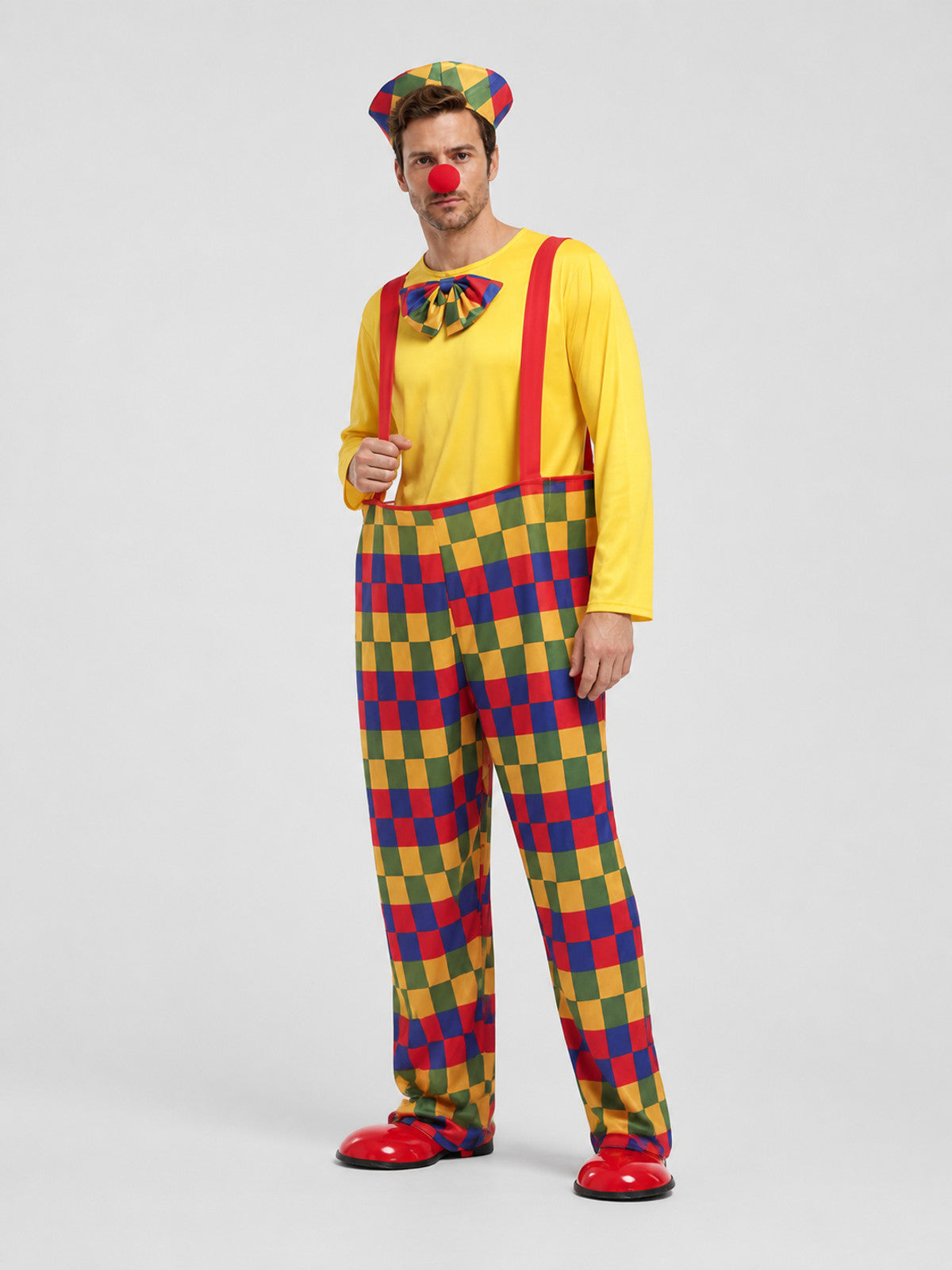 Clown Costume: Shirt, Jumpsuit, and Hat Costume Headwear detail