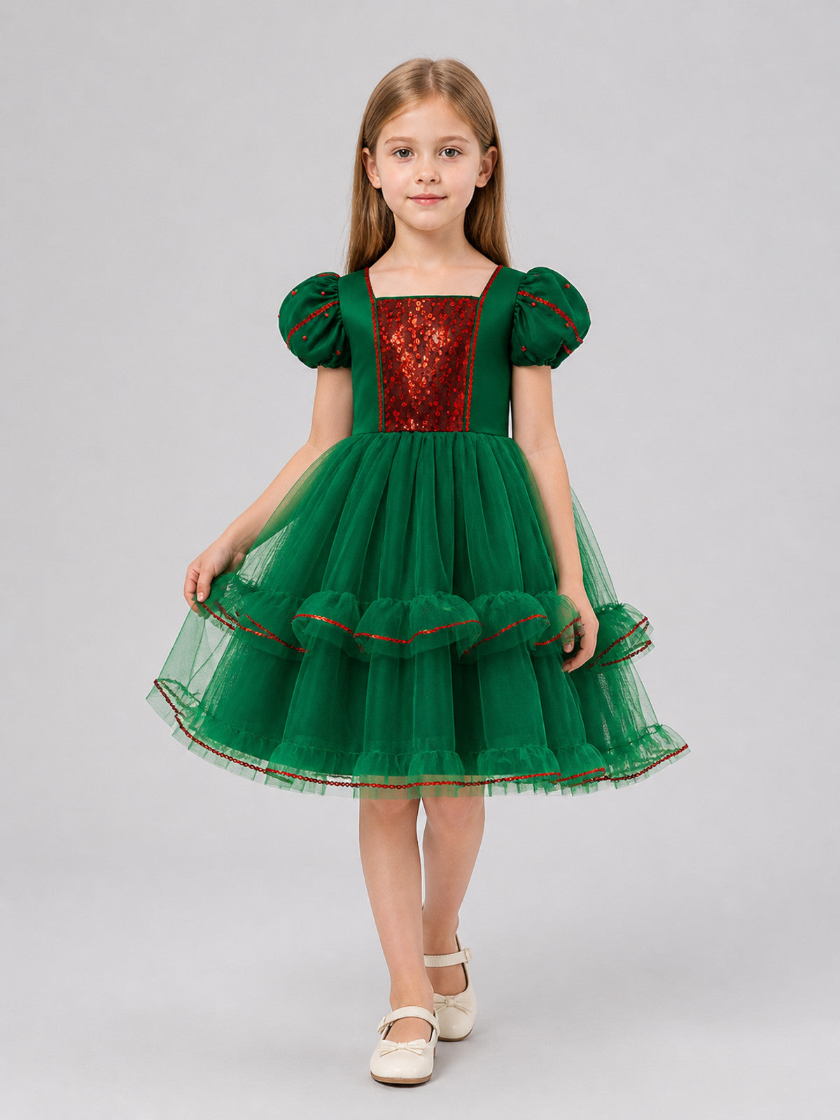 Princess Party Dress with Full Skirt and Sequins Costume Dresses detail